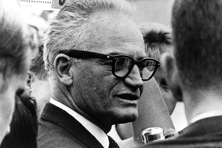 American Republican politician Barry Goldwater at a rally in support of his bid for the presidency. (Photo by Keystone/Getty)