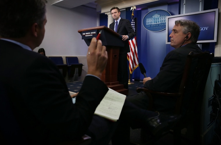 White House Press Secretary Josh Earnest conducts the daily press briefing at James Brady Press Briefing Room of the White House, Oct. 30, 2015 in Washington, DC. (Photo by Alex Wong/Getty)