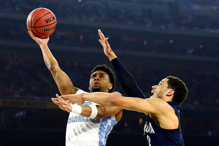 North Carolina Tar Heels guard Joel Berry II (2) drives to the basket against Villanova Wildcats guard Josh Hart (3) during the first half in the championship game on April 4, 2016 in Houston, Texas. (Photo by Bob Donnan/USA TODAY Sports/Reuters)