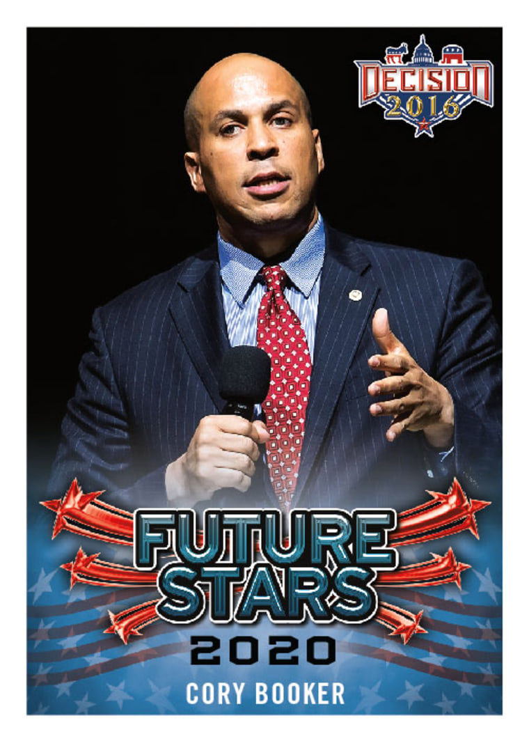 Cory Booker is featured in the Political Future Stars 2020 series of the new Decision 2016 trading card set. (Photo courtesy of Decision 2016 Trading Cards/Getty)