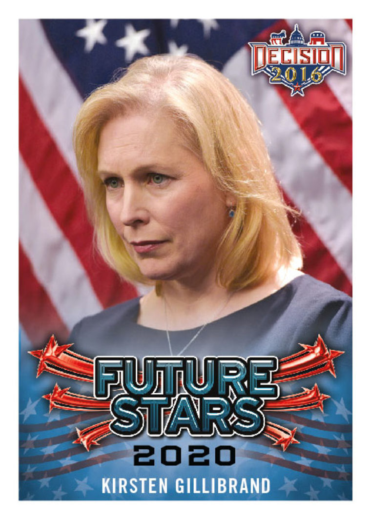 Sen. Kirsten Gillibrand is featured in the Political Future Stars 2020 series of the new Decision 2016 trading card set. (Photo courtesy of Decision 2016 Trading Cards/Getty)
