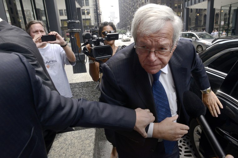 Former House Speaker Dennis Hastert arrives at the federal courthouse, June 9, 2015. (Photo by Paul Beaty/AP)