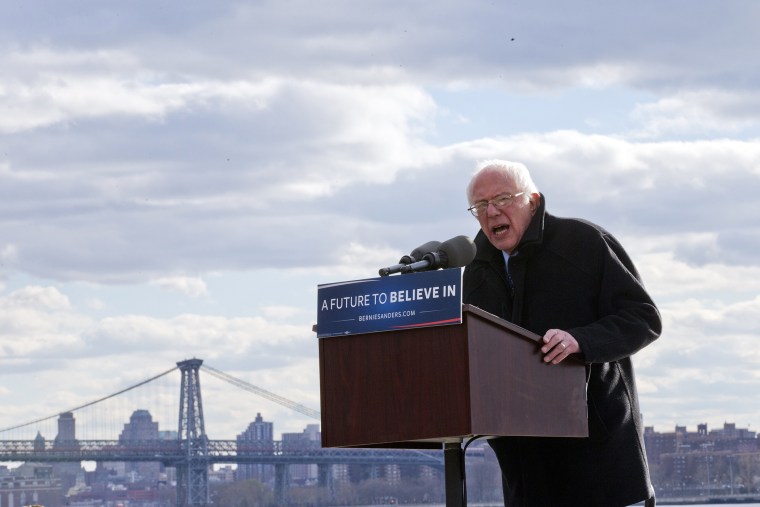 Democratic presidential candidate, Sen. Bernie Sanders speaks during a rally on April 8, 2016 in Brooklyn, N.Y. (Photo by Mary Altaffer/AP)