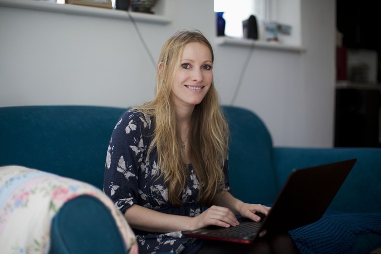 Laura Bates, the founder of the Everyday Sexism Project, poses for a portrait in London on July 14, 2014. (Photo by Matt Dunham/AP)