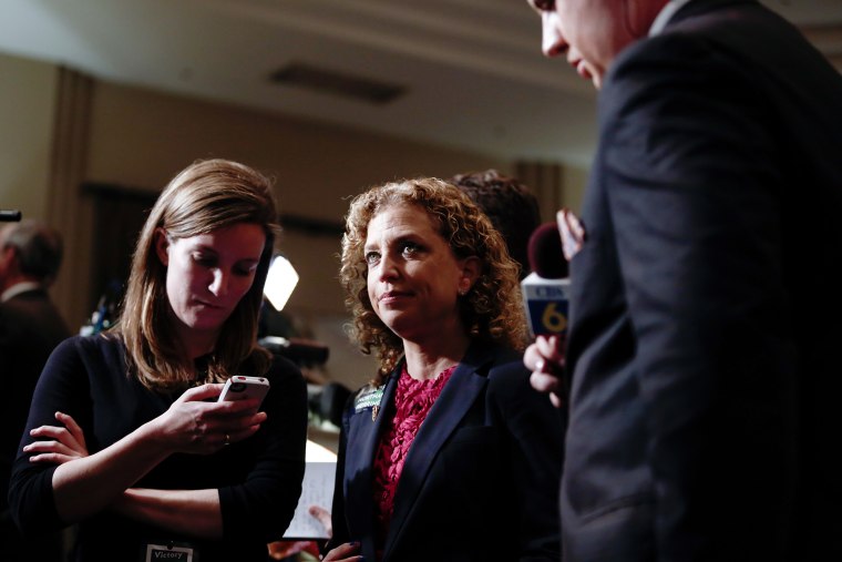 DNC Chairwoman Debbie Wasserman Schultz awaits results during an election night event for Terry McAuliffe, Nov. 5, 2013 in Tysons Corner, Va. (Photo by Drew Angerer/Getty)