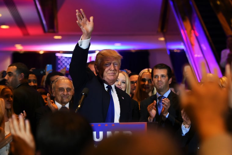Republican presidential candidate Donald Trump speaks following victory in the New York state primary on April 19, 2016 in New York, N.Y. (Photo by Jewel Samad/AFP/Getty)