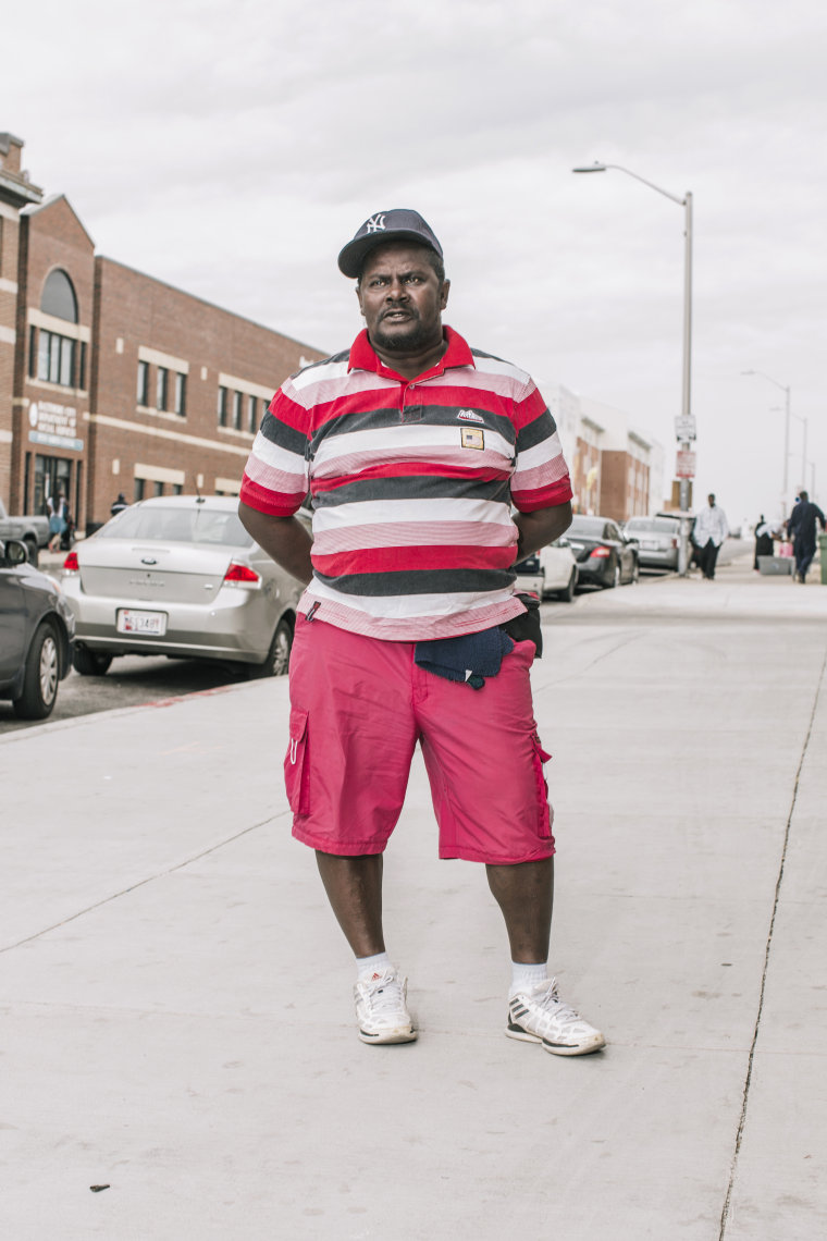 Robert Mackin from Baltimore's Penn North neighborhood after voting for the first time. Robert has been in and out of prison since he was 18 and he is now 54.