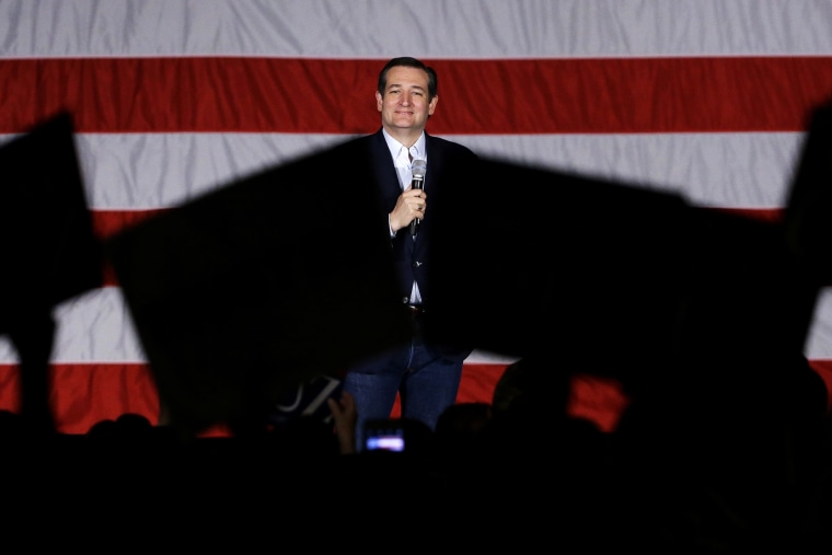 Republican presidential candidate, Sen. Ted Cruz, R-Texas, looks to supporters as he speaks at a campaign stop at Waukesha County Exposition Center, April 4, 2016, in Waukesha, Wis. (Photo by Nam Y. Huh/AP)