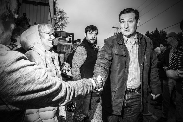 Republican presidential candidate Senator Ted Cruz makes a retail stop with Indiana Governor Mike Pence in Marion, Ind., on May 2, 2016. (Photo by Mark Peterson/Redux for MSNBC)