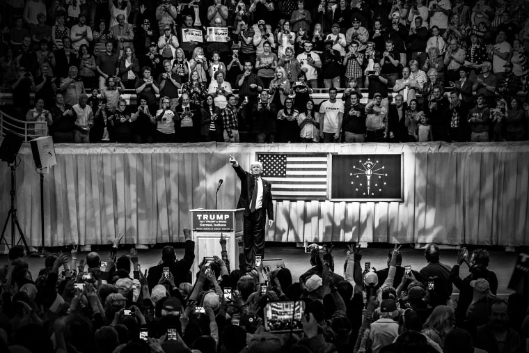 Republican presidential candidate Donald Trump holds a rally in Carmel, Ind., on May 2, 2016. (Photo by Mark Peterson/Redux for MSNBC)