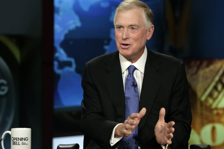 Former Vice President Dan Quayle is interviewed by Maria Bartiromo in New York, July 24, 2014. (Photo by AP)
