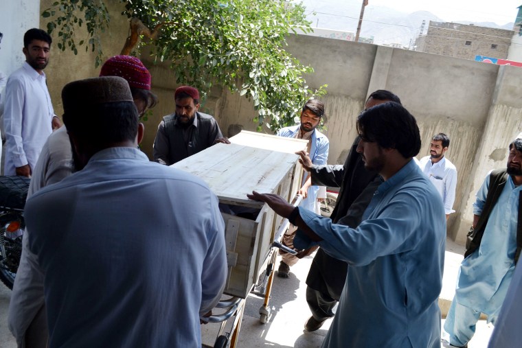 A coffin believed to hold Afghan Taliban leader Mullah Akhtar Mansoor's body is seen in the morgue of Civil Hospital Quetta, a South Western city of Pakistan in Balochistan Province on May 22, 2016. (Photo by Mazhar Chandio/Anadolu Agency/Getty)