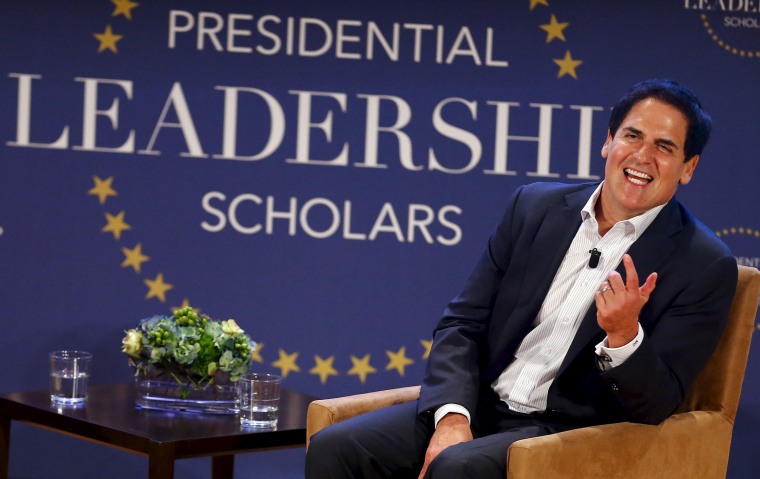 Mark Cuban, owner of the Dallas Mavericks, speaks during the graduation of the inaugural class of the Presidential Leadership Scholars program, at the George W. Bush Presidential Library in Dallas, Texas July 9, 2015. (Photo by Mike Stone/Reuters)