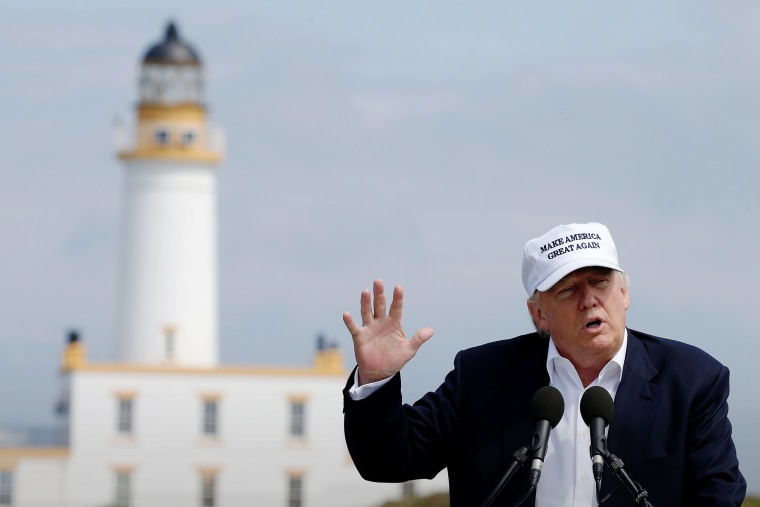 Republican presidential candidate Donald Trump speaks during a press conference at Turnberry Golf course in Turnberry, Scotland, June 24, 2016. (Photo by Carlo Allegri/Reuters)