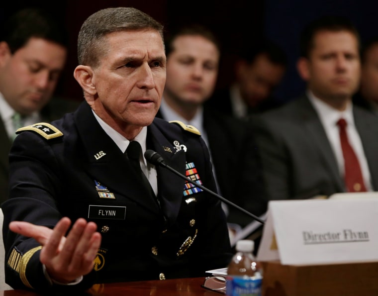 Defense Intelligence Agency director U.S. Army Lt. General Michael Flynn testifies before the House Intelligence Committee on \"Worldwide Threats\" in Washington February 4, 2014.