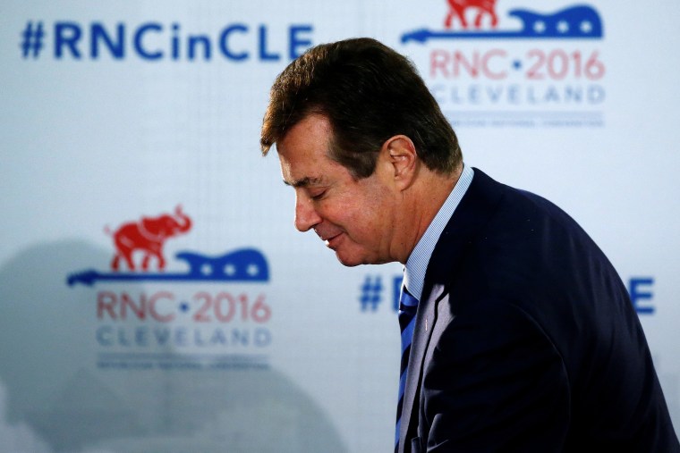 Republican presidential candidate Donald Trump's campaign chair and convention manager Paul Manafort departs a press conference at the Republican Convention in Cleveland, July 19, 2016. (Photo by Carlo Allegri/Reuters)