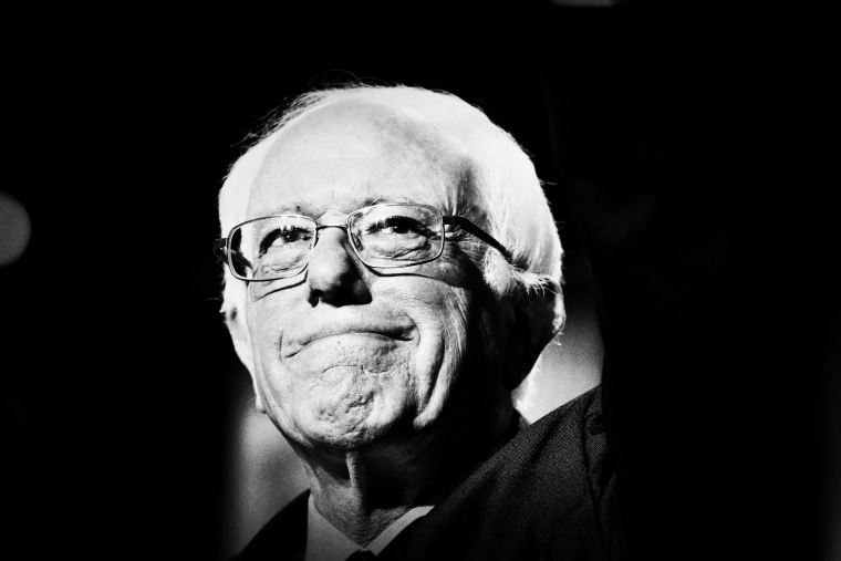Democratic presidential candidate Sen. Bernie Sanders at the start of the Democratic presidential primary debate hosted by MSNBC at the University of New Hampshire on Feb. 4, 2016, in Durham, N.H. (Photo by Mark Peterson/Redux for MSNBC)