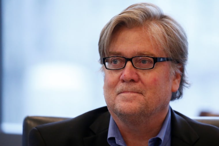 CEO of Republican presidential nominee Donald Trump campaign Stephen Bannon is pictured during a meeting with Trump's Hispanic Advisory Council at Trump Tower, Aug. 20, 2016, in the Manhattan borough of New York. (Photo by Carlo Allegri/Reuters)