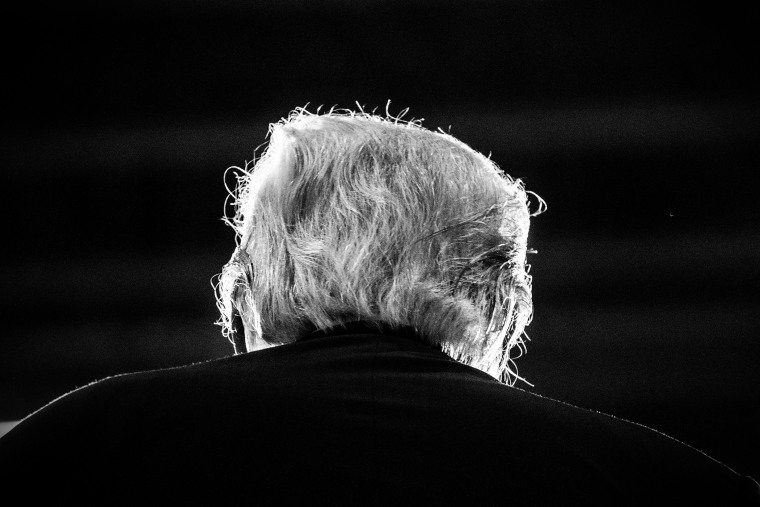 The back of Donald Trump is pictured in Rochester, N.H., Sept. 17, 2015.
