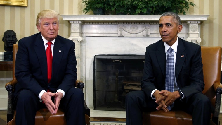 U.S. President Barack Obama meets with President-elect Donald Trump to discuss transition plans in the White House Oval Office in Washington, Nov. 10, 2016. (Photo by Kevin Lamarque/Reuters)