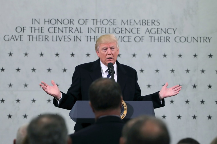 Image: U.S. President Donald Trump delivers remarks during a visit to the Central Intelligence Agency (CIA) in Langley, Virginia U.S.