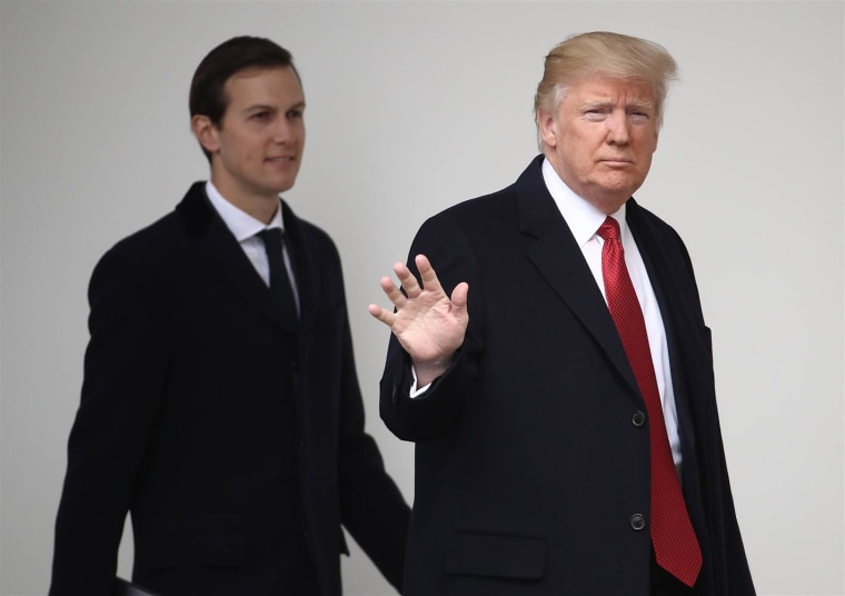 Jared Kushner departs the White House with President Donald Trump on March 15.&nbsp;