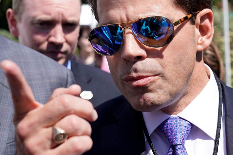 Image: White House Communications Director Anthony Scaramucci talks to the media