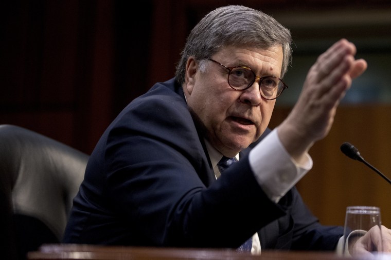 Attorney General nominee William Barr testifies during a Senate Judiciary Committee hearing on Capitol Hill in Washington, Tuesday, Jan. 15, 2019.