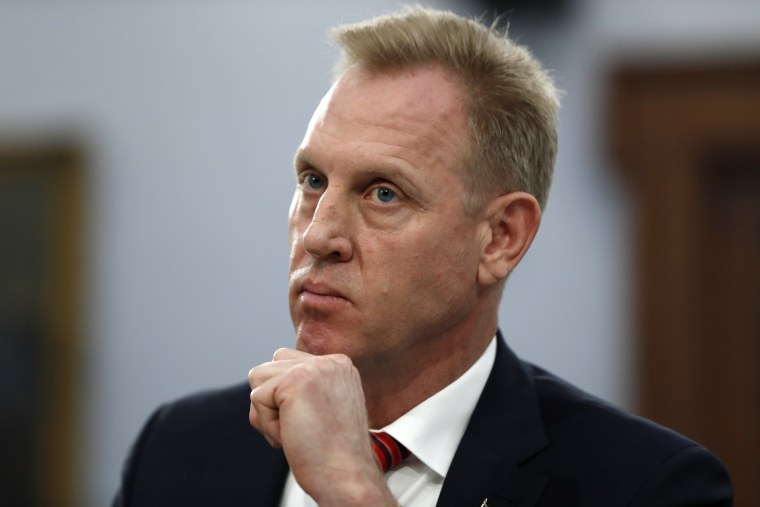 Acting Defense Secretary Patrick Shanahan listens, Wednesday May 1, 2019, during a House Appropriations subcommittee on budget hearing on Capitol Hill in Washington.