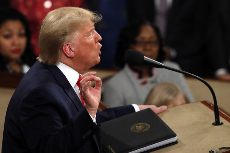 President Donald Trump delivers his State of the Union address to a joint session of Congress on Capitol Hill in Washington, Tuesday, Feb. 4, 2020.