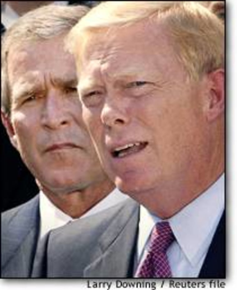 Rep. Dick Gephardt went to the White House Rose Garden last year to show support for a congressional resolution authorizing President Bush to attack Iraq.