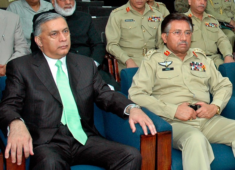 Pakistani President Musharraf and PM Aziz attend a National Command Authority meeting in Rawalpindi