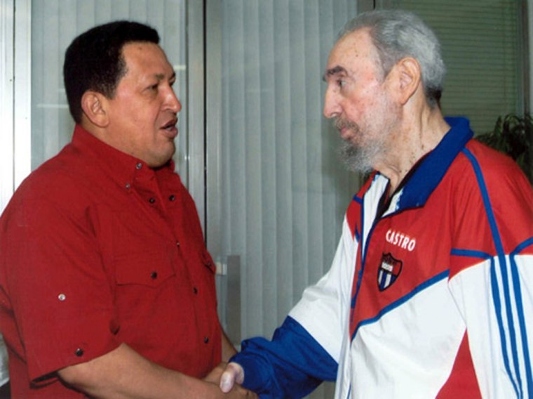 Cuba's President Castro greets his Venezuelan counterpart Chavez in Havana