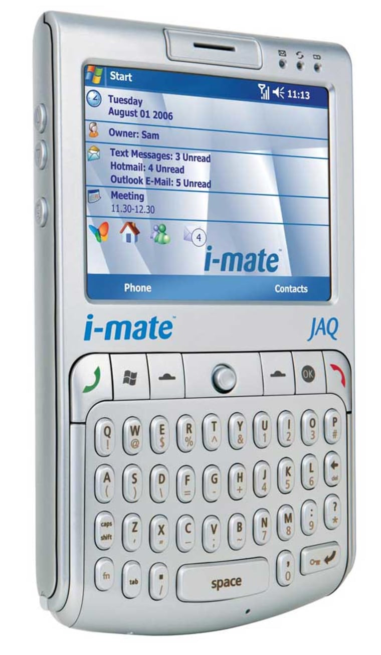 The new JAQ by i-mate is one of the new smartphones at the CTIA show.