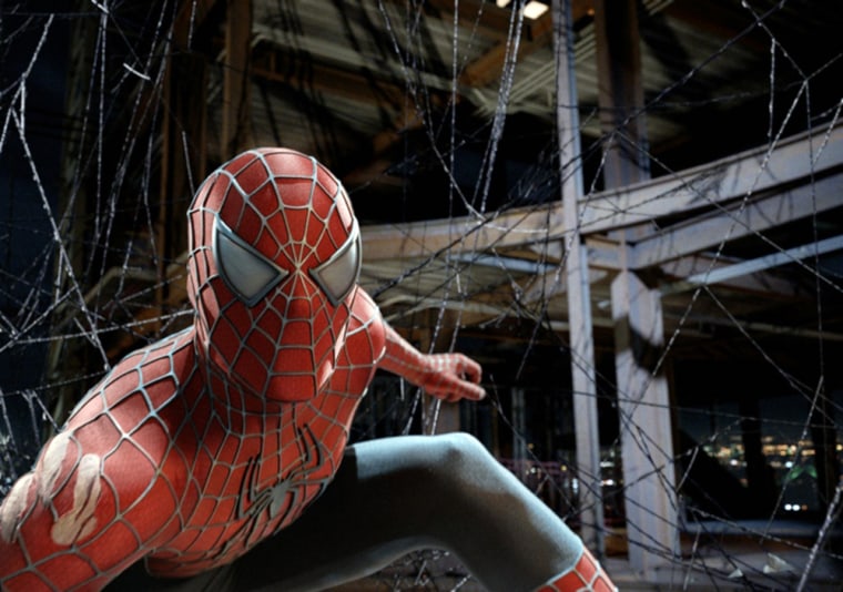An undated publicity handout photograph shows the Spider-Man character in a scene from the upcoming film 'Spider-Man 3'
