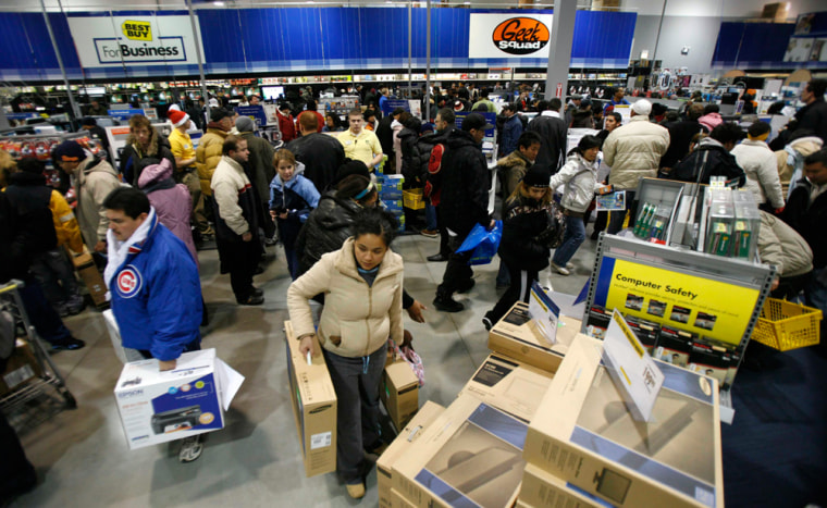 Shoppers fill a Best Buy store in Chicago