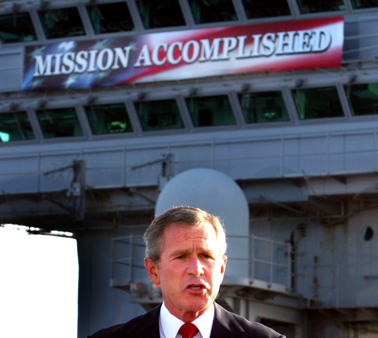 Image: George W. Bush, \"Mission Accomplished\" sign