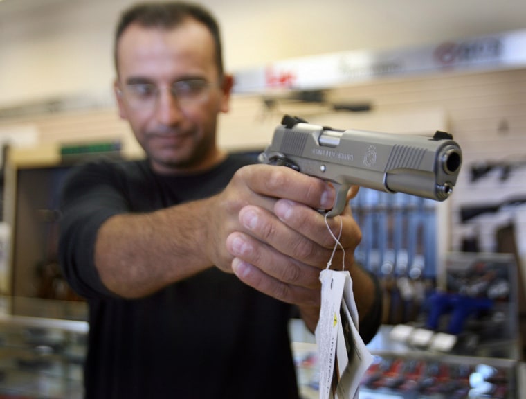 Image: customer at a gun shop
