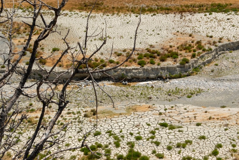 Image: Dried-up Kourris reservoir is seen near Limassol