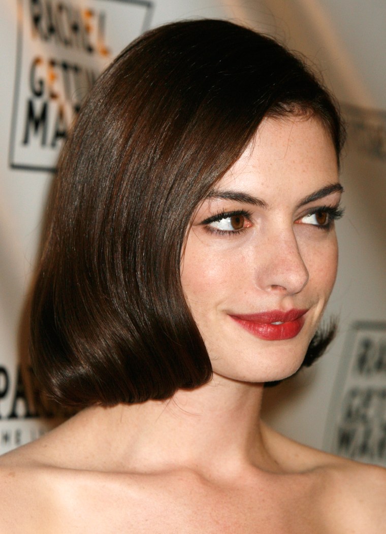 Actress Anne Hathaway at the premiere of the film \"Rachel Getting Married\" in Beverly Hills, California