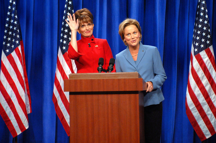 Image: Tina Fey and Amy Poehler as Sarah Palin and Hillary Clinton