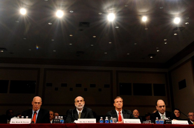 Image: Paulson, Bernake and Cox testify on federal bailout plan