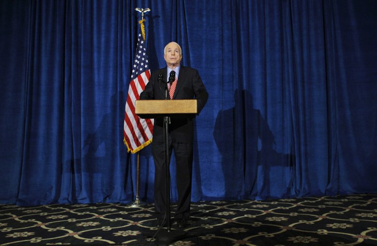 Image: McCain makes a statement to reporters in West Des Moines