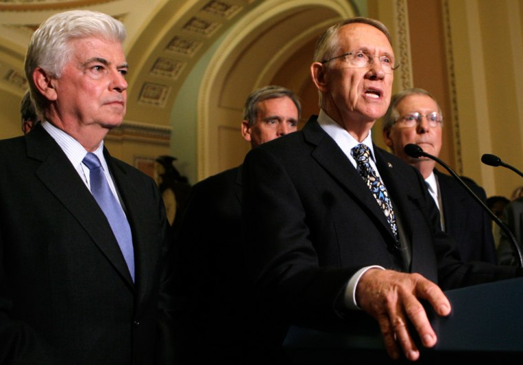 Senate Majority Leader Reid speaks to reporters in the Capitol in  Washington