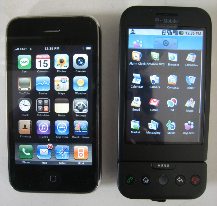 Image: Apple iPhone and T-Mobile G1 Android phone side by side