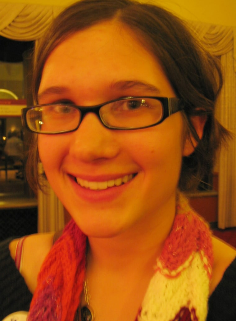 Veronica Czastkiewicz, a student at Cornell College in Iowa, who is supporting Ron Paul for president