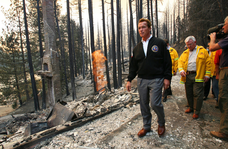 Image: Gov. Arnold Schwarzenegger, San Diego Fire, Lake Arrowhead, Calif.