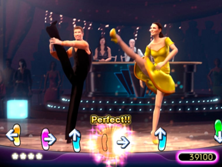 To hit your marks in the Wii version of "Dancing with the Stars," you need to pay attention to the cues at the bottom of the screen and twitch your Wiimote accordingly. 