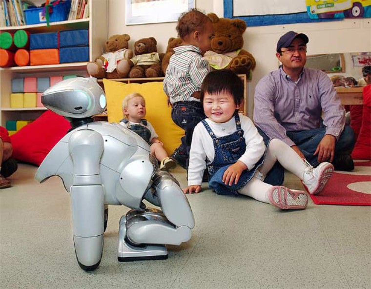 The QRIO robot was accepted by human toddlers as "one of them" for 5 months before it was taken away. 