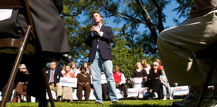 John Edwards, campaigning Friday in Cheraw, S.C., is exhibiting a fresh ferocity in his second run at the White House. 